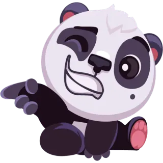 👈 panda, fofo, desenho animado, animal, adesivo, piscando, amigável, feliz telegram sticker