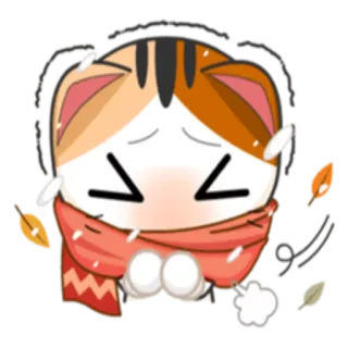 ❄ gato, cachecol, inverno, outono, kawaii, fofo, desenho animado telegram sticker