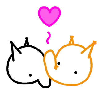 ❤ gatos, amor, coração, desenho animado, animais, fofo, adesivo telegram sticker