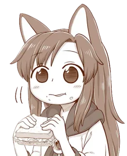 🍞 애니메이션, 샌드위치, 귀여운, 먹는, 여자, 캐릭터, 만화 telegram sticker