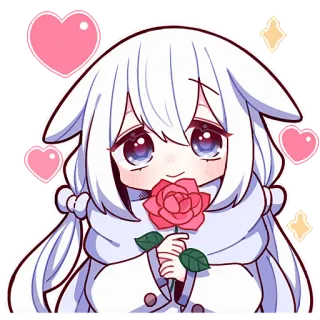 🥀 милые, аниме, каваи, сердечки, роза, чиби telegram sticker
