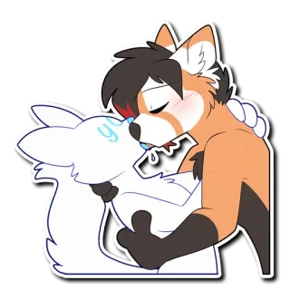 💋 yup furry, anthro, kissing, love, affectionate, red panda, cute telegram sticker