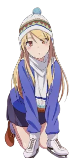 😊 anime, dziewczyna, zima, słodkie, szalik, czapka, łyżwiarstwo telegram sticker