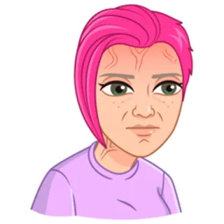 😅 женщина, розовые волосы, аватар, мультфильм, человек, портрет telegram sticker
