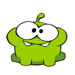 😏 Om Nom Cut the Rope Cartoon, Personage, Groen, Spel, Cut the Rope telegram sticker