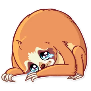 😢 สลอธ, ร้องไห้, เศร้า, สัตว์, สติกเกอร์, การ์ตูน, น้ำตา telegram sticker