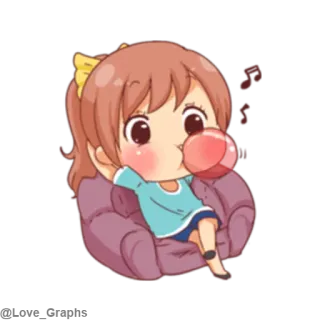 🙂 Dibujos animados, Lindo, Chica, Chicle, Chibi, Anime telegram sticker