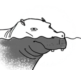 🤯 Nilpferd, Tier, Wasser, Cartoon whatsapp sticker