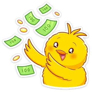 🤑 100 kurczak, pieniądze, kreskówka, waluta, bogactwo, finanse, prosperity telegram sticker