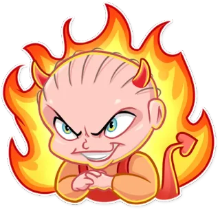 😈 ác quỷ, hoạt hình, ngọn lửa, sừng, quỷ, ác, em bé telegram sticker