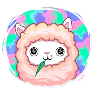 🙂 Alpaka, Tier, niedlich, Cartoon, flauschig, Lama whatsapp sticker