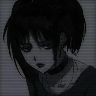 🎡 Anime, Manga, Fille, Triste, Noir et Blanc telegram sticker