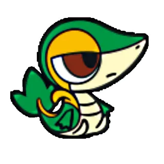 😐 Snivy Pokémon Serpifeu, Pokémon, Videospiel, Pokémon-Charakter, Zeichentrickfigur, Grün telegram sticker