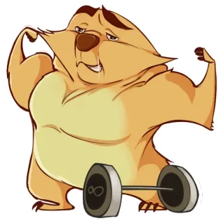 💪 dessin animé, ours, haltérophilie, fitness, exercice, fort telegram sticker