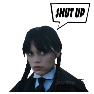🤫 Wednesday Addams Wednesday SHUT UP Wandinha Addams, Wandinha, Netflix, Série de TV, Adolescente, Cala a boca telegram sticker