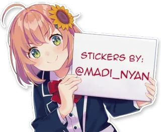 ℹ️ STICKERS BY: @MADI_NYAN sticker, garota anime, desenho animado, girassol, fofo, arte digital telegram sticker