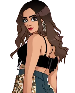 😒 mujer, dibujos animados, ilustración, morena, moda, personaje telegram sticker