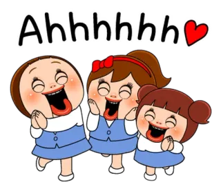 👠 Ahhhhh słodkie, dziewczyny, podekscytowane, szczęśliwy, animacja, serce telegram sticker