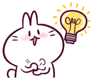 😃 Hase, Häschen, Glühbirne, Idee, niedlich, Cartoon, fröhlich telegram sticker