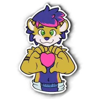 ❤ Dibujo animado, Corazón, Furry, Animal, Amor, Lindo whatsapp sticker
