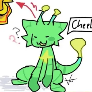 ❇️ Cheep Kreskówka, Stworzenie, Zwierzę, Postać, Zielony, Słodki, Animowany telegram sticker