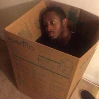 😥 everflo man, box, head, portrait, cardboard, funny telegram sticker