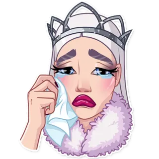 😢 triste, chorando, rainha, chorar, tristeza, lágrimas, princesa telegram sticker