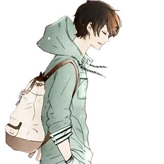 🖤 Anime, Garçon, Sweat à capuche, Sac à dos, Manga, Personnage telegram sticker