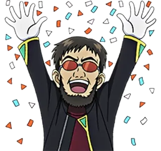🔷 festa, coriandoli, uomo, eccitato, gioioso telegram sticker