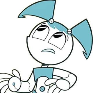😣 Jenny Wakeman My Life as a Teenage Robot robot, dessin animé, Jenny Wakeman, robot ado, bleu, série TV telegram sticker