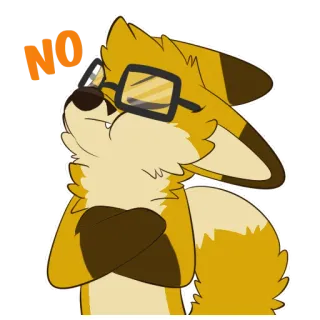 😠 NO fox, animal, glasses, disagreement, cartoon telegram sticker
