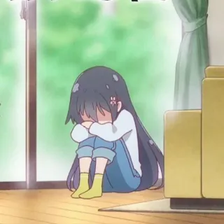 🐿 anime, fille, pleure, triste, intérieur whatsapp sticker
