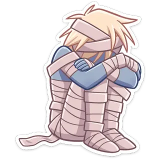 ☹️ momia, triste, dibujos animados, envuelto, personaje, aislado telegram sticker
