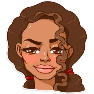 😏 woman, sticker, cartoon, portrait, digital art, illustration telegram sticker