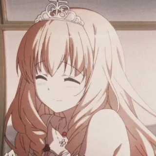 ☺️ Anime Mädchen, Prinzessin, Tiara, lächelnd, niedlich, Cartoon telegram sticker
