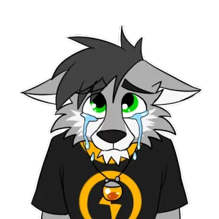 😭 furry, crying, sad, wolf, anthropomorphic, tears, cartoon, emotion telegram sticker