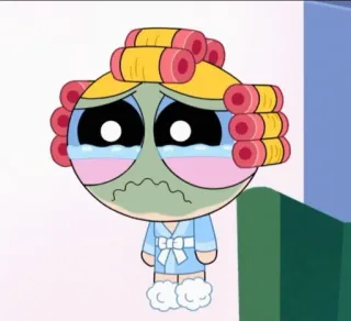 😭 Buttercup The Powerpuff Girls desenho animado, chorando, triste, facial, máscara, spa, Powerpuff Girls telegram sticker