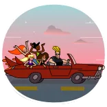 😎 Johnny Bravo Dessin animé, Voiture, Johnny Bravo, Amis, Road trip whatsapp sticker