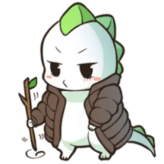 😐 dinossauro, kawaii, fofo, desenho animado, lagarto, animal, personagem, chibi whatsapp sticker