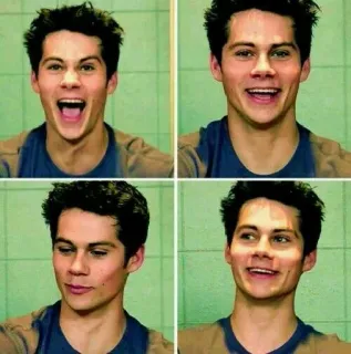 😹 Dylan O'Brien, actor, smiling, teen wolf, collage telegram sticker