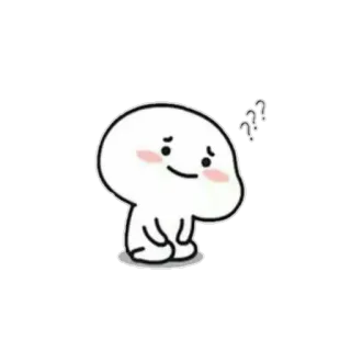 🤔 Cartone animato, Carino, Confuso, Domanda, Bianco, Personaggio telegram sticker