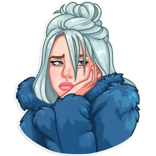 😟 naklejka, kreskówka, kobieta, portret, smutny, rozżalony telegram sticker