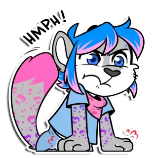 😠 HMPH! furry, cartoon, dier, schattig, nors, sticker, illustratie whatsapp sticker