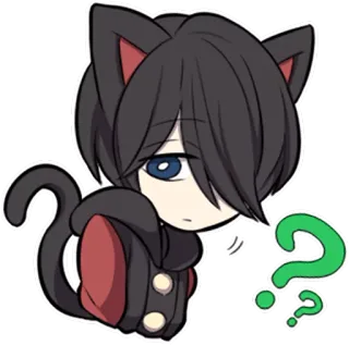 ❓ Anime, Manga, Katzenohren, Fragezeichen, Chibi, Süß, Verwirrt telegram sticker