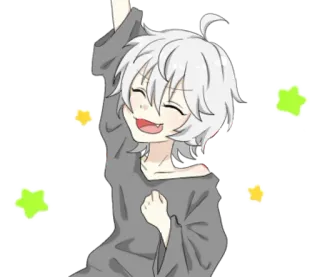 🥳 Anime, Mignon, Garçon, Étoile, Étincelle, Dessin animé whatsapp sticker