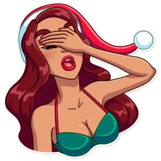 🤦‍♀️ donna, natale, cappello di Babbo Natale, bruna, cartone animato whatsapp sticker