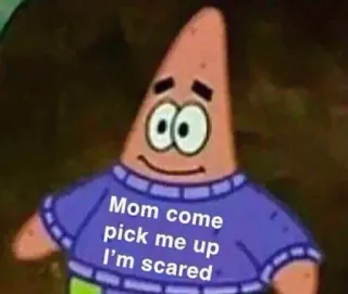 👀 Patrick Star Spongebob Squarepants Mom come pick me up I'm scared patrick, spongebob, spaventato, cartoni animati, nickelodeon telegram sticker