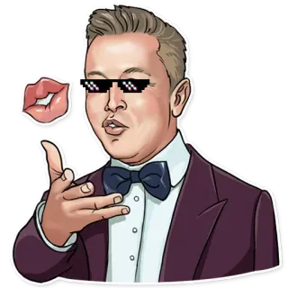 😘 homme, costume, baiser, lunettes deal with it, embrasser, dessin animé, autocollant telegram sticker