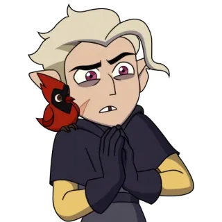 😐 Hunter The Owl House Dibujos animados, Animado, La casa búho, Hunter, Grimwalker, Pájaro rojo telegram sticker