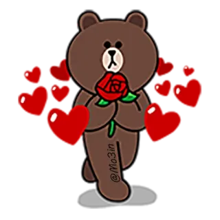 ❤ @Mo3in Bär, Rose, Liebe, Cartoon, Süß, Rotes Herz telegram sticker